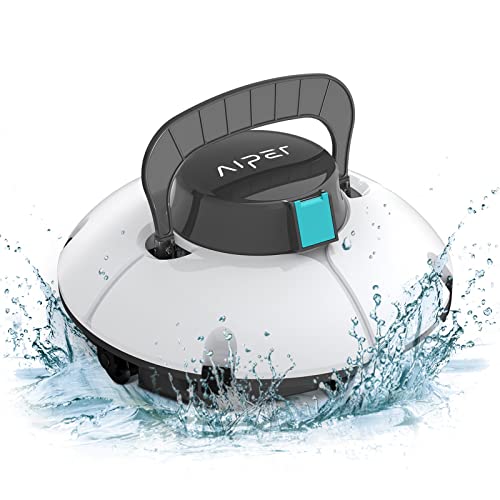 AIPER Cordless Robotic Pool Cleaner Pool Vacuum with DualDrive Motors SelfParking Technology Lightweight Perfect for AboveGroundInGround Flat Pools up to 35 Feet (Lasts 50 Mins) Seagull 600