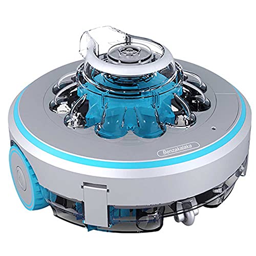 Benzakalaka Smart Automatic Robotic Pool Cleaner with Rechargeable Battery Easy to Clean Filter Cartridges Cordless for AboveGround or Inground Swimming Pool Up to 540Sq Ft