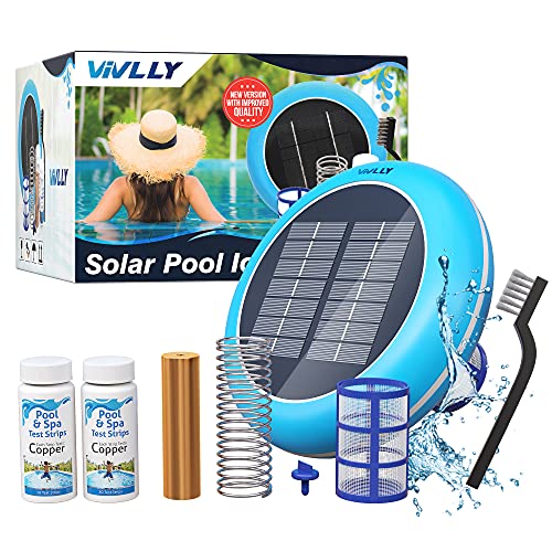 Vivlly Solar Pool Ionizer Cleaner and Purifier Restores Clear ChlorineFree Water Long Lasting Anode for 35000 Gallons Natural Shock for Swimming Areas Smart Replacement