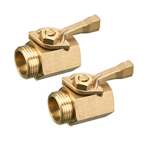 M MINGLE Heavy Duty Brass Garden Hose Shut Off Valve 34 Inch 2Pack with 2 Hose Washers