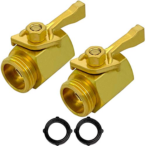 MAXFLO Heavy Duty Brass Hose Shut Off Valve  2 Pack Garden Hose Connector  Water Hose Valve Shut Off  Shutoff Valve  2 Extra Pressure Washers  Fits All Standard Hoses