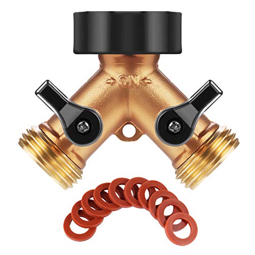 madeking Hose Splitter 2 ways All Metal Body Hose Splitter Bolted  Threaded Easy Grip，Easy to Connect 2 Hose Bolted  Threaded Easy Grip Smooth Long Handles y ValveOutdoor Faucet splitter