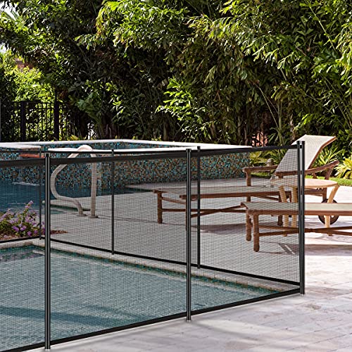 DNYKER Pool Safety Fence 4 Pack 4 x 12 FT Black Mesh Removable Pool Gate and Fence Easy to Install Waterproof Child Safety Fencing for Inground Pool Garden and Yard (Hardware Included)