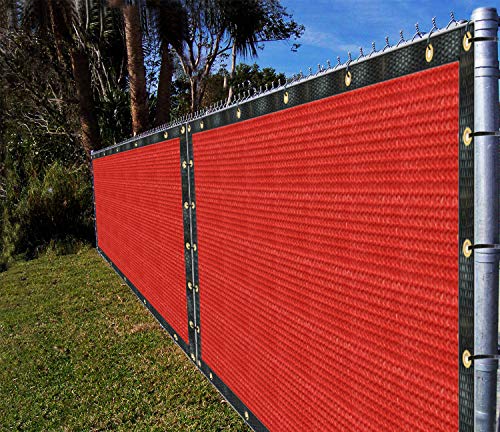 Ifenceview 6x1 to 6x50 Red Shade Cloth Panels Fence Privacy Screen Fabric Mesh Net for Construction Site Yard Gate Driveway Garden Railing Pool Balcony Canopy Awning 160 GSM (6 x 60)