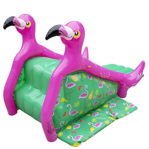 Giant Inflatable Flamingo Pool Water Slide (98x 51x 51) w Built in Sprinklers  Have Waterslide Fun in Your Pool All Summer w Family  Easy to Inflate Super Durable for Kids and Adults
