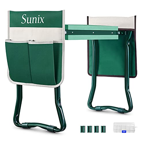 Sunix Folding Garden Kneeler and Seat with 2 Free Tool Pouch with Kneeling Pad for Gardening Sturdy Lightweight Garden Kneeler  Ideal Gardening Gift