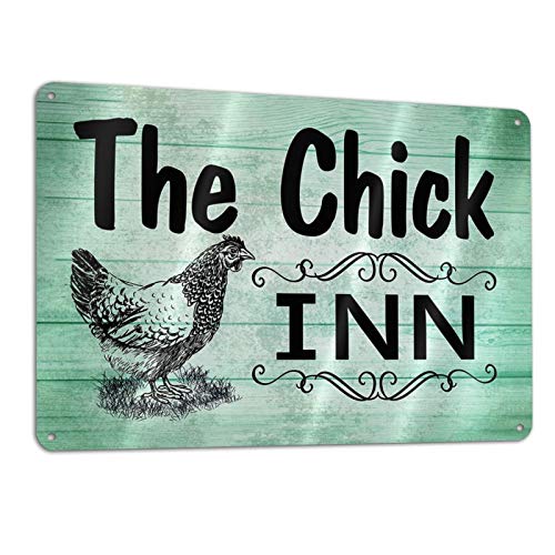 XXUV The Chick Inn Chicken Coop Rustic Hen House Farm Ranch Shopping Mall Rural Chicken Coop Metal Chicken Sign Metal Poster 12x8 Inches