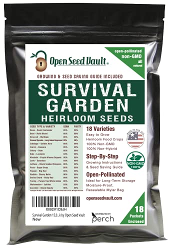 (18) Variety Pack Survival Gear Food Seeds  15000 Non GMO Organic Heirloom Seeds for Planting Vegetables and Fruits Survival Food for Your Survival kit Gardening Gifts  Emergency Supplies