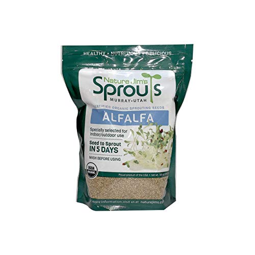Nature Jims Alfalfa Sprout Seeds  16 Oz Organic Sprouting Seeds  NonGMO Premium Alfalfa Seeds  Resealable Bag for Longer Freshness  Rich in Vitamins Minerals Fiber
