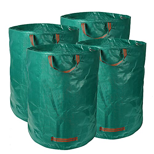 BOTINDO 4Pack 72 Gallons Garden Waste Bags Reusable Yard Bags Heavy Duty Waterproof Gardening Leaf Bag with 4 Handles Yard Patio Landscaping Bags Extra Large Outdoor Lawn Pool Waste Bin and Trash Container (72 Gallons)