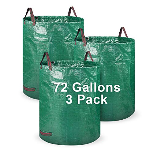 Garden Waste Bag LAMA 3Pack 72 Gallons Reusable Garden Bags Heavy Duty Gardening Bags Leaf Yard Waste Container Bag with 4 Handles for Gardening Lawn Pool Waste Bin
