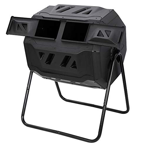 Large Composting Tumbler 43 Gallon Capacity Composter  Dual Chamber Compost Bin Outdoor Rotating Garden Yard Waste Bins