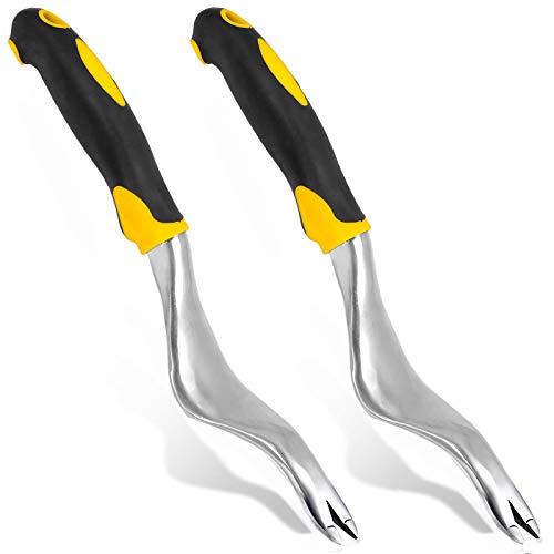 ALIANFACTORY 2 Pieces Hand Weeder ToolGarden Weeding Tools Stainless Gardening Supplies Tools Weed Remover for Garden Lawn Farmland Transplant(Yellow)