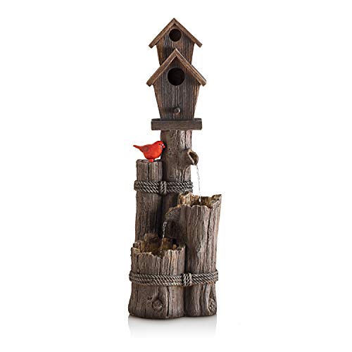 Alpine Corporation 35 Tall Outdoor 3Tier Birdhouse Water Fountain Yard Art Decor