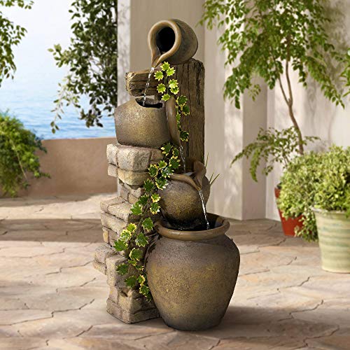 Rustic Floor Water Fountain Three Jugs Cascading 33 High Indoor Outdoor for Yard Garden Lawn  John Timberland