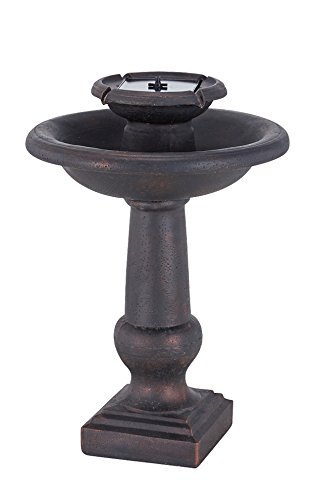 Smart Solar 24260RM1 Chatsworth 2Tier SolarOnDemand Fountain Oiled Bronze Finish with Patented Underwater Integral Solar Pump and Pump System