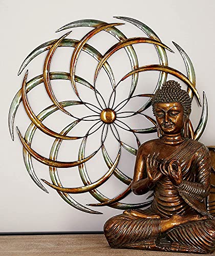 Bellaa 27239 Metal Wall Art Big Bang Sun Decor Seed of Life Sacred Geometry Sculpture (Multi 24 D)