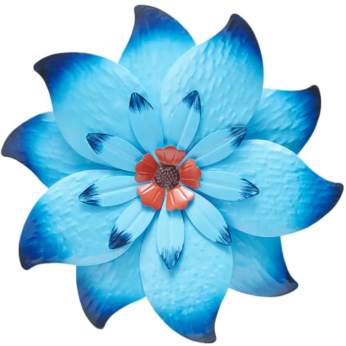 Metal Flowers Wall Decor Metal Wall Art Decorations Hanging for Indoor OutdoorHome Bathroom Kitchen Dining RoomBedroomPorch Hallway Or Wall Sculptures(Blue12IN)