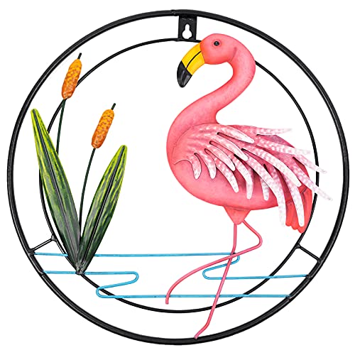 Vidduo Flamingo Metal Wall Art Hanging Décor for Indoor Outdoor Flamingo Wall Plaque Hanging Artwork Garden Statues and Sculptures Wall Mural Yard Garden Decor for Home Room Door Patio Yard 13