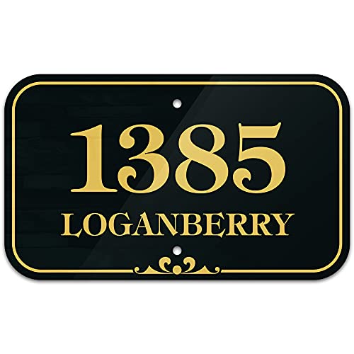 Address Plaque Sign Custom Personalized House Numbers for Outside Use  7x12 Inch RustFree AlumaBond  22 Colors  Made by My Sign Center USA (Prestige)