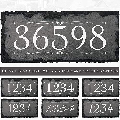 Beautifully Handcrafted and Customizable Slate Home Address Plaque (18x8 16x10 12x8or 12x6) Improve the curb appeal of your property with this bespoke house sign
