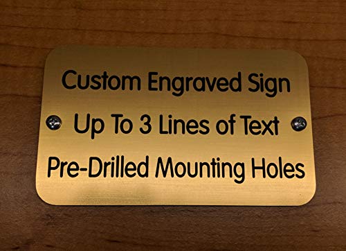 Custom Engraved 3x5 Sign with Mounting Holes  Screws  Brushed Metal Finish  FenceMount Shed Garage Shop Garden Landscape Deck Built by Plaque Trophy (Brushed Gold)