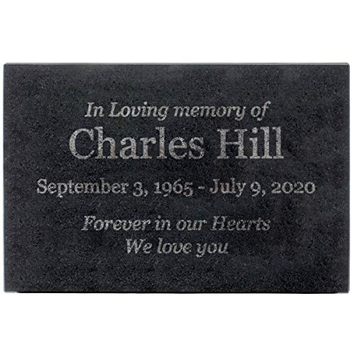 PlaqueMaker Customized in Loving Memory Black Granite Memorial or Sympathy Gift Offered in a Variety of Sizes to Meet Your Needs and Budget (12 x 8 x 2)