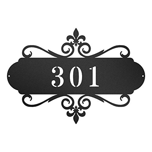 Redline Steel Personalized House Numbers  French Address Plaque Outdoor Wall Decor (Black Small)