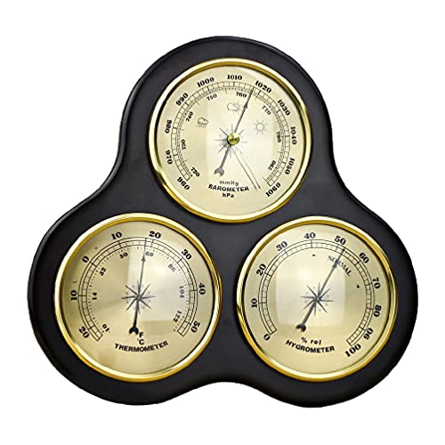 Traditional Weather Station WallMounted 3in1 Household Barometer Thermometer Hygrometer HighPrecision Pressure Gauge Air Weather Station Instrument Monitoring Atmospheric Pressure No Batter
