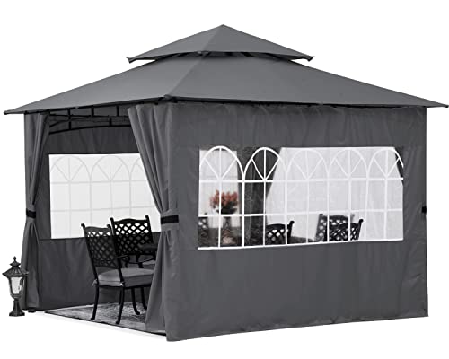 ABCCANOPY 10x10 Winter Gazebo with Sidewalls and Church Window for PatioLawnBackyard and Garden(Dark Gray)