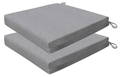 Honeycomb IndoorOutdoor Textured Solid Platinum Grey Dining Seat Cushions Recycled Polyester Fill Weather Resistant Pack of 2 Patio Cushions 20 W x 20 D x 4 T