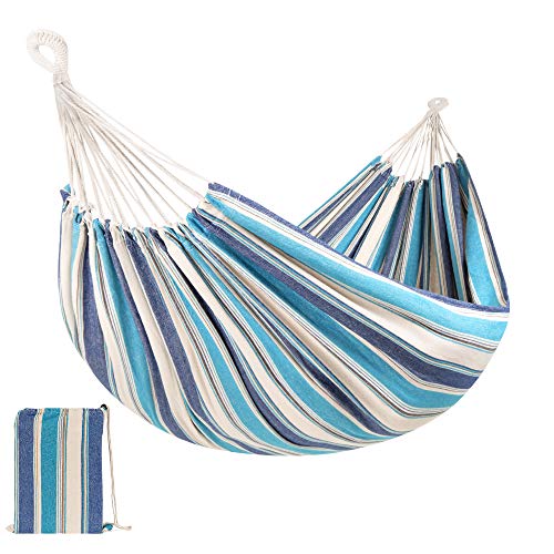 Best Choice Products 2Person Indoor Outdoor BrazilianStyle Cotton Double Hammock Bed wPortable Carrying Bag  Ocean