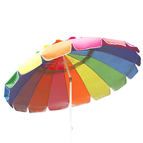 Aoxun Beach Umbrella 75ft UV 50 Umbrella with Tilt Pole  Vent Design Portable Beach Umbrella with Carry Bag for Beach Patio Garden Outdoor Rainbow