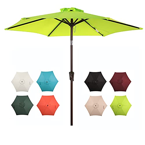 COBANA 75 ft Patio Umbrella Outdoor Table Market Umbrella with Push Button Tilt and Crank 6 Ribs Lime Green