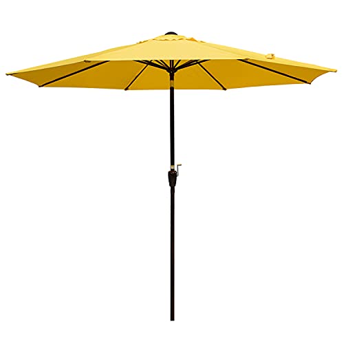 Sundale Outdoor 10FT Patio Umbrella Table Umbrella Market Umbrella with Push Button Tilt Polyester Canopy Shade for Patio Garden Deck Backyard Pool (Yellow)