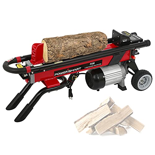 PowerSmart Log Splitter Electric 6Ton Hydraulic Log Splitter 15 Amp Electric Log Splitter Electric Wood Splitter Horizontal Full Beam with Steel Wedge for Firewood Splitter Kindling Splitter