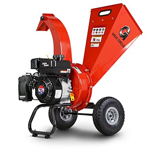 GreatCircleUSA Mini Wood Chipper Shredder Mulcher Ultra Duty 7 HP Gas Powered 3 Inch Max Wood Capacity EPACARB Certified Aids in Fire Prevention and Building Firebreaks