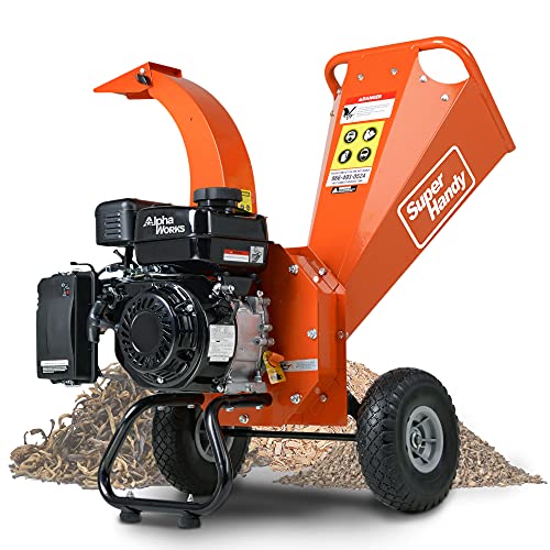 SuperHandy Mini Wood Chipper Shredder Mulcher Heavy Duty 7HP Compact Design 3 Inch Max Cutting Capacity