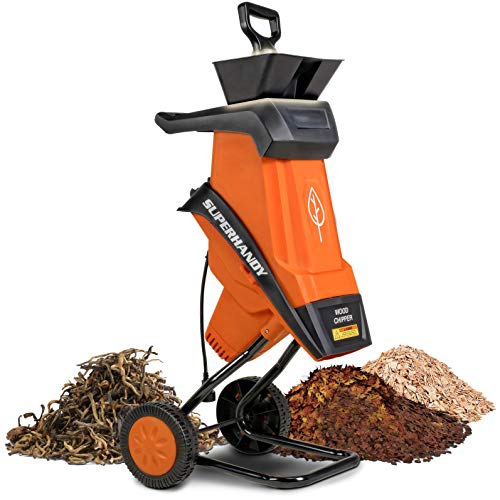 SuperHandy Wood Chipper Shredder Electric 15 (39mm) Max Wood Capacity 171 Reduction 15A 1800W 120VAC Dual Edge Blades for Fire Prevention  Firebreaks (Amazon Exclusive for USA)