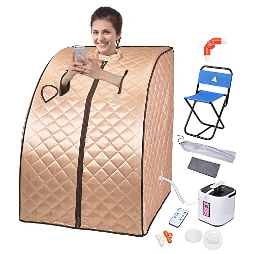 AW 2L Portable Steam Sauna Spa Full Body Sauna Tent Detox Therapy Home with Chair Remote