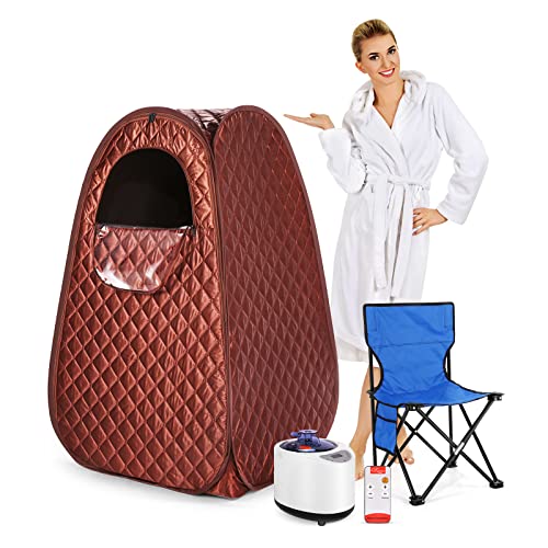 Single Person Sauna Portable Steam Sauna Full Body for Home Spa Sauna Tent with Steamer 26L 1000W Steam Generator 90 Minute Timer Chair Remote Control Included