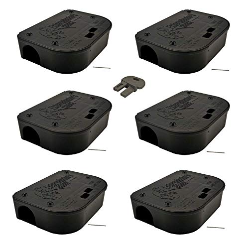 Exterminators Choice Black Bait Boxes  Includes Six Bait Stations and One Key  Bait Box to Control Mice and Other Pests…