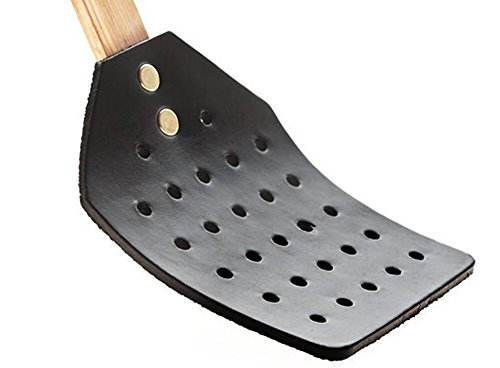 Black Leather Fly Swatter Made by Amish Craftsmen with Heavy Duty Black Leather Swatter and Durable Wooden Handle Hand Made in America