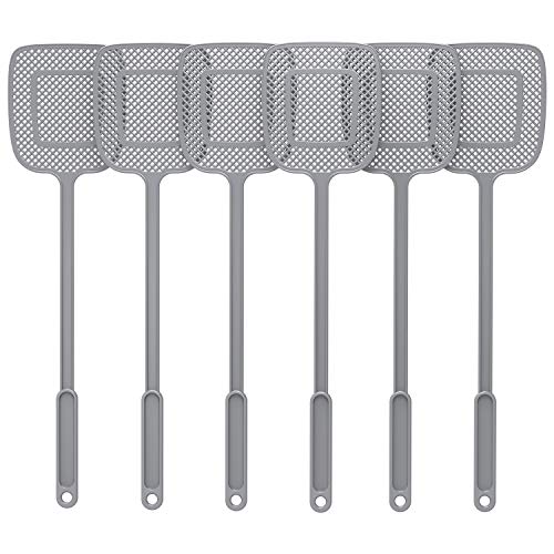 MRSIGA Heavy Duty Long Handle Fly Swatter Gray 6 Pack