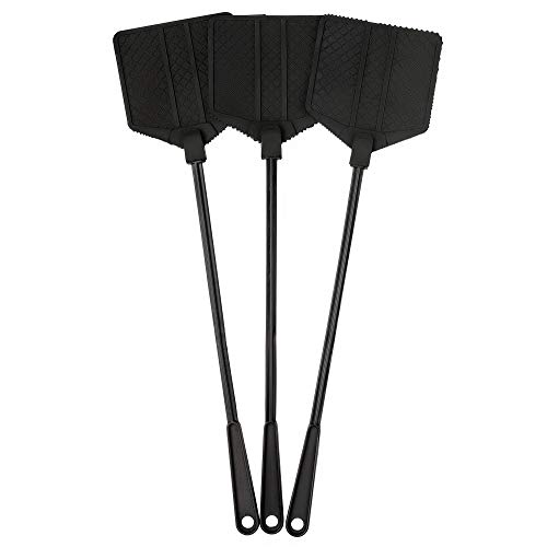 OFXDD Rubber Fly Swatter Long Fly Swatter Pack Fly Swatter Heavy Duty Black Color (3 Pack)