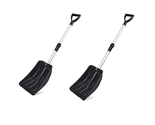 MTB Portable Snow Shovel for Car Pack of 2 Sets Black 413in Long with Extendable Aluminum Handle
