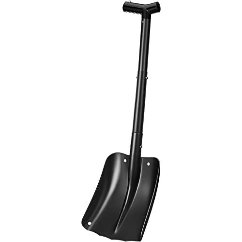 Pawsdot Snow Shovel 362 Retractable Large Capacity Snow Shovel 3 Piece Aluminum Lightweight Portable Metal Snow Shovel for Car Driveway Trunk Camping Garden Beach Snow Removal Black