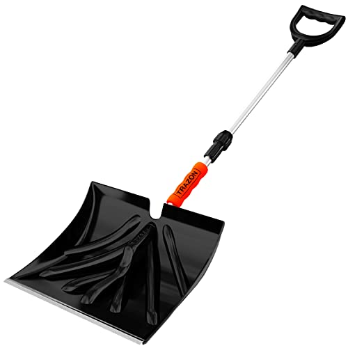 Snow Shovel for Driveway Car Home Garage  Portable Folding Snow Shovel with Retractable Ergonomical Handle and Large Capacity for Snow Removal  Heavy Duty Metal Collapsible Shovel Removal (Black)