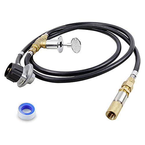 GRISUN Fire Pit Installation Kit for Propane Connection Propane Fire Pit Hose Kit Suit for Firepit Outdoor Fireplaces Fire Pit Table Come with 12 Key Valve Air Mixer Valve Regulator Hose 150K BTU