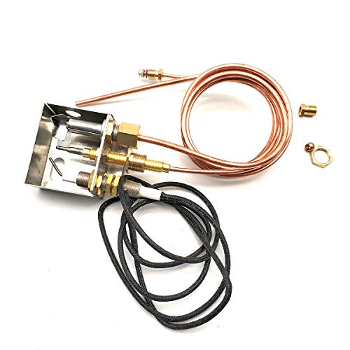 MENSI Propane Gas Fireplaces Fire Pits DIY Safety Replacement Part Pilot Burner Assembly for Propane Igniter Kit M8x1 Thermocoupler with OD 4mm Copper Tube Connection
